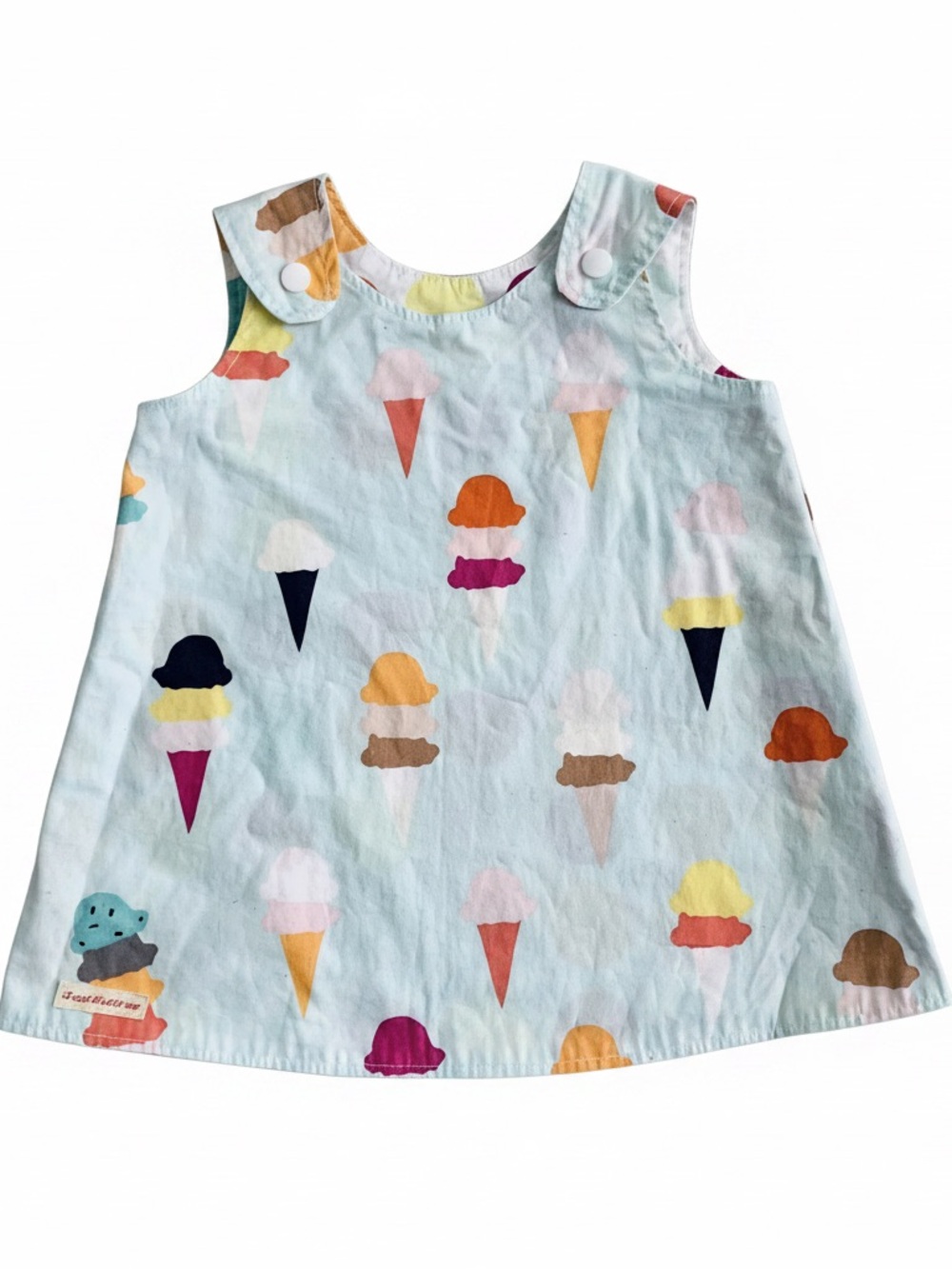 Handmade | Reversible Pinafore toddler girls life cream summer dress